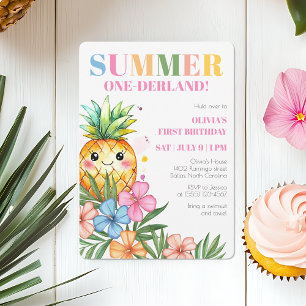 Summer Onederland Fruit Girls 1st Birthday Party Invitation