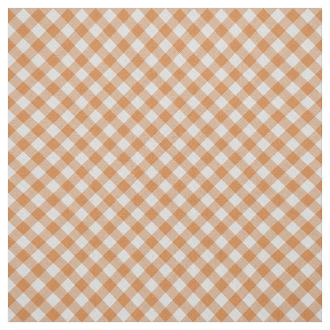 Summer Orange Country Cottage Gingham Stripes Fabric (Swatch)