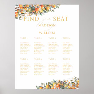 Summer Orange Fruit Wedding Seating Chart