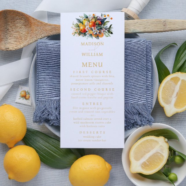 Summer Orange Wedding Personalized Menu (Creator Uploaded)