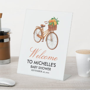 Summer Oranges Citrus Fruit Baby Shower Welcome    Pedestal Sign