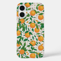 Summer Oranges Citrus Fruit Floral Pattern 