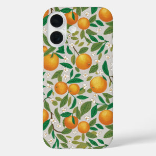 Summer Oranges Citrus Fruit Floral Pattern  iPhone 16 Case