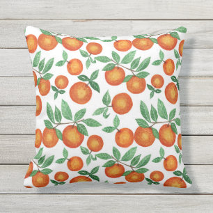 Summer Oranges Citrus Watercolor Fruit Pattern Cushion