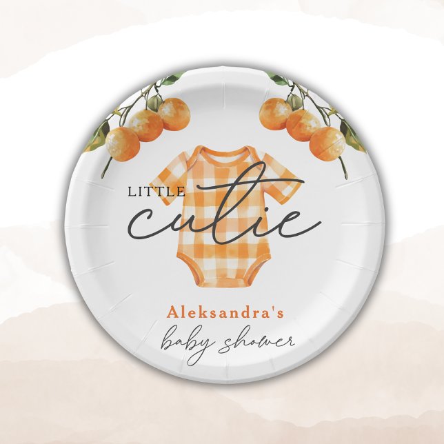 Summer Oranges Cute Bodysuit Baby Shower Paper Plate (Creator Uploaded)