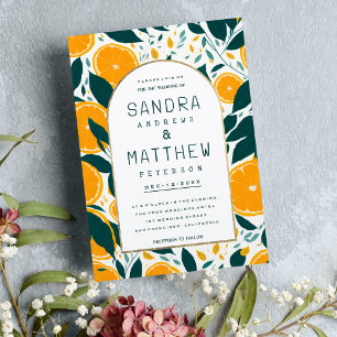 Summer oranges fruit botanical foliage Wedding Invitation