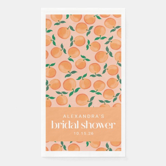 Summer Oranges Fruit Pink Bridal Shower Custom  Napkin (Front)