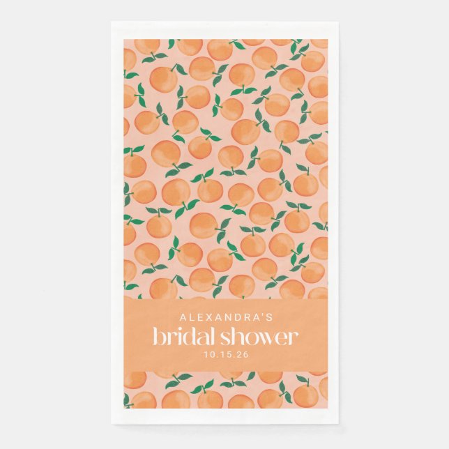 Summer Oranges Fruit Pink Bridal Shower Custom  Napkin (Front)