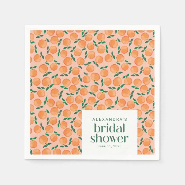 Summer Oranges Fruit Pink Bridal Shower Custom Napkin (Front)