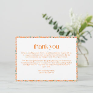 Summer Oranges Fruit Pink Bridal Shower Custom Thank You Card