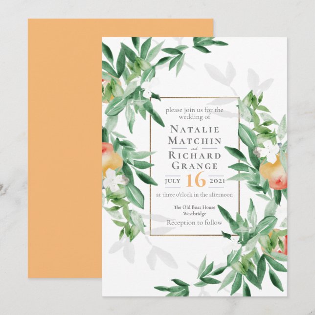 Summer Orchard Wedding Invite (Front/Back)