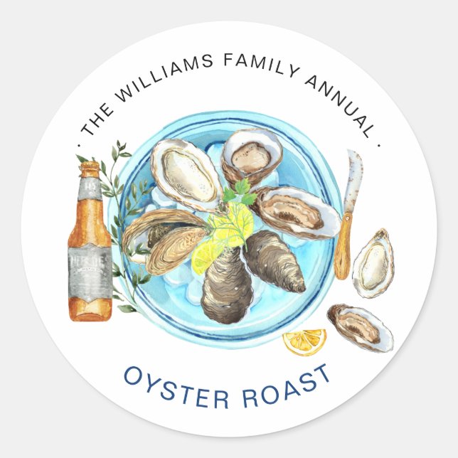 Summer Oyster Roast | Seafood Bake Cookout Classic Round Sticker (Front)