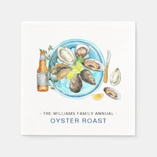 Summer Oyster Roast   Seafood Bake Cookout Napkin