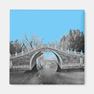 Summer Palace Bridge B&W Magnet