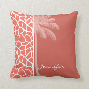 Summer Palm Bittersweet Colour Giraffe Animal Prin Cushion
