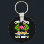 Summer Palm Tree Lighting Flamingo Christmas In Ju Key Ring<br><div class="desc">Summer Palm Tree Lighting Flamingo Christmas In July</div>