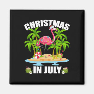 Summer Palm Tree Lighting Flamingo Christmas In Ju Magnet