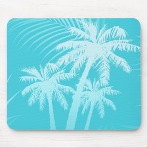 Summer palm trees Aqua Mouse Pad