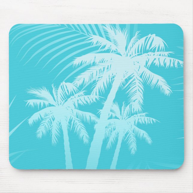 Summer palm trees Aqua Mouse Pad (Front)