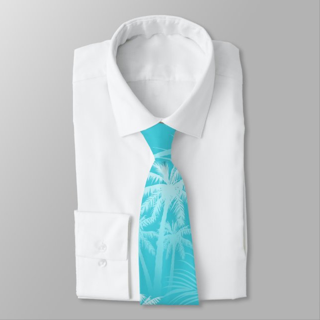 Summer palm trees Aqua Tie (Tied)
