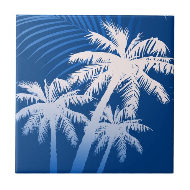 Summer palm trees ceramic tile (Front)