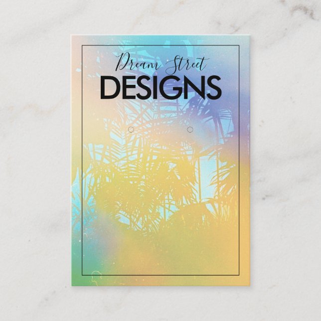Summer Palm Trees Colour Flare Earring Display Car Business Card (Front)