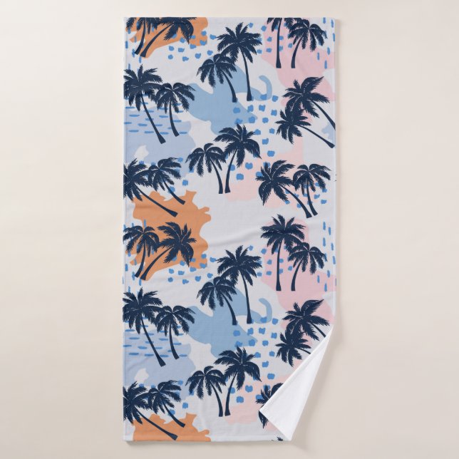 Summer palm trees seamless pattern,coconut palm tr bath towel (Bath Towel)