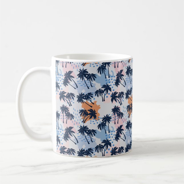 Summer palm trees seamless pattern,coconut palm tr coffee mug (Left)