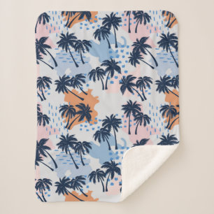 Summer palm trees seamless pattern,coconut palm tr sherpa blanket