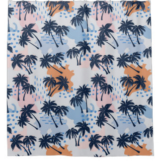 Summer palm trees seamless pattern,coconut palm tr shower curtain