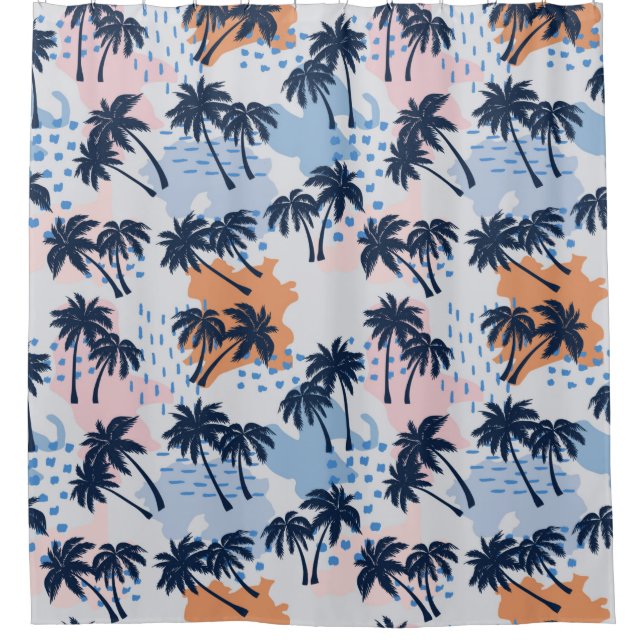Summer palm trees seamless pattern,coconut palm tr shower curtain (Front)
