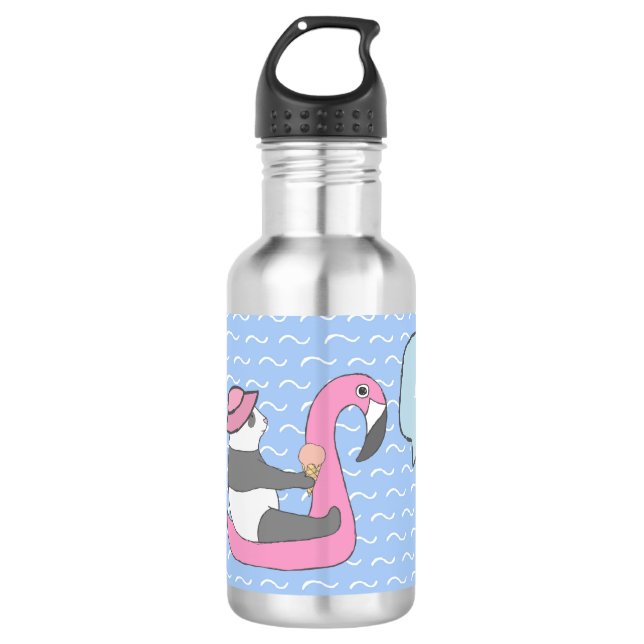 Summer Panda Bird Flamingo Float Fun Child's 532 Ml Water Bottle (Front)
