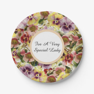 Summer pansies wild flower pattern paper plate