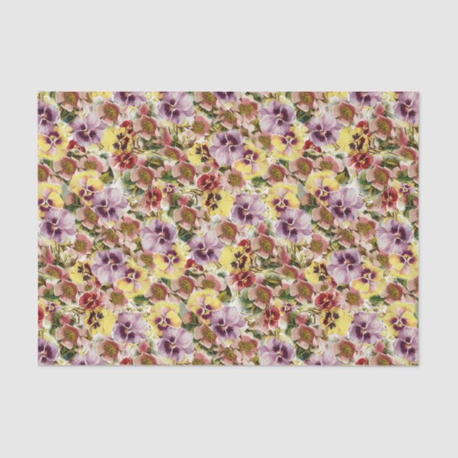 Summer pansies wild flower pattern tissue paper (Front)