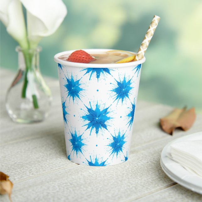 Summer Paper Cups of Fresh Blue Splash Square Wave (Insitu)