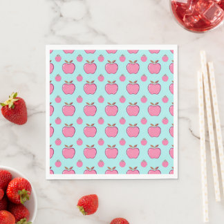 Summer Paper Napkins of Beautiful Pink Apples