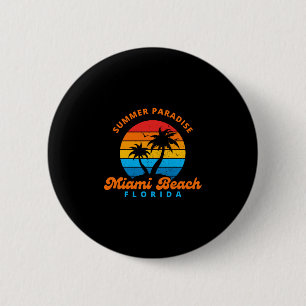 Summer Paradise Miami Beach Florida-Sunset-Palms 6 Cm Round Badge