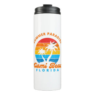 Summer Paradise Miami Beach Florida-Sunset-Palms Thermal Tumbler
