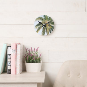 Summer Paradise Palm Tree #1 #tropical #wall #art Round Clock