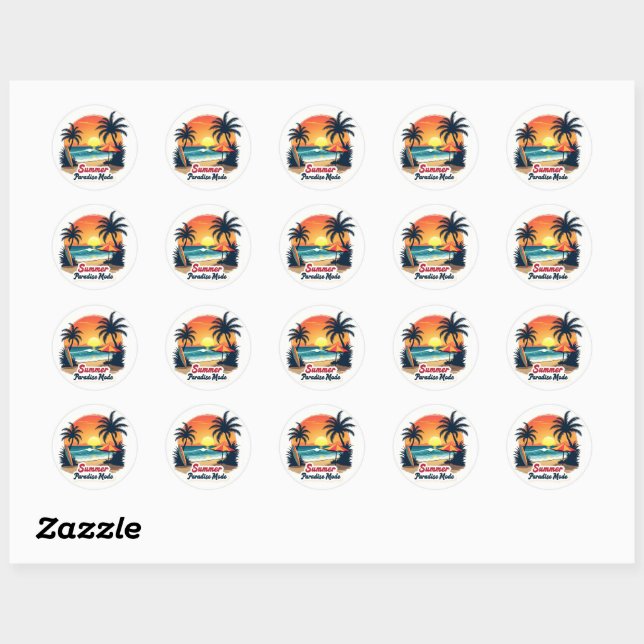 Summer Paradise Retro Beach Scene Sticker (Sheet)