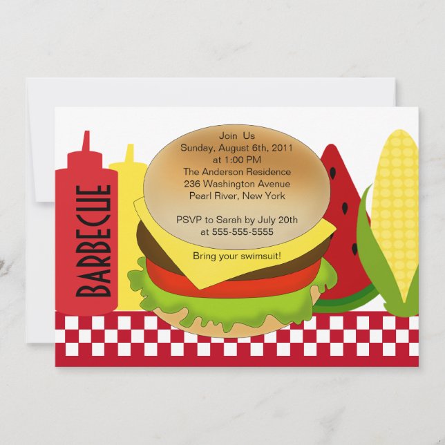 Summer Party Barbecue Invitation BBQ (Front)