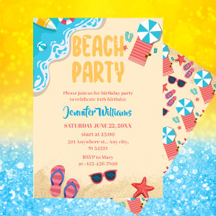 Summer Party Beach Birthday Party Invitation