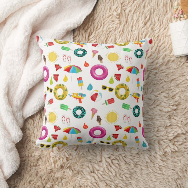 Summer Party Beach Fun Pattern Cushion (Blanket)