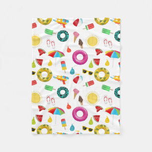 Summer Party Beach Fun Pattern Fleece Blanket