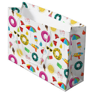 Summer Party Beach Pool Fun Pattern Large Gift Bag