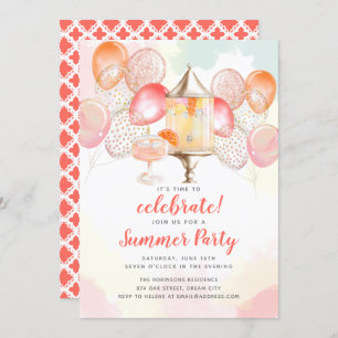 Summer Party Celebration Drink Balloons Invitation