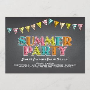 Summer Party Chalkboard Fun in the Sun Invitation