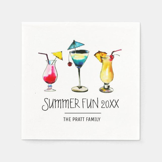Summer Party Cocktail Drink Napkin (Front)