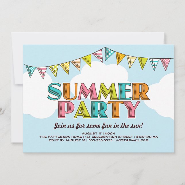 Summer Party Colourful Fun in the Sun Invitation (Front)