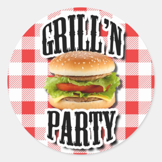Summer Party Cookout Invite Envelope Stickers (Front)